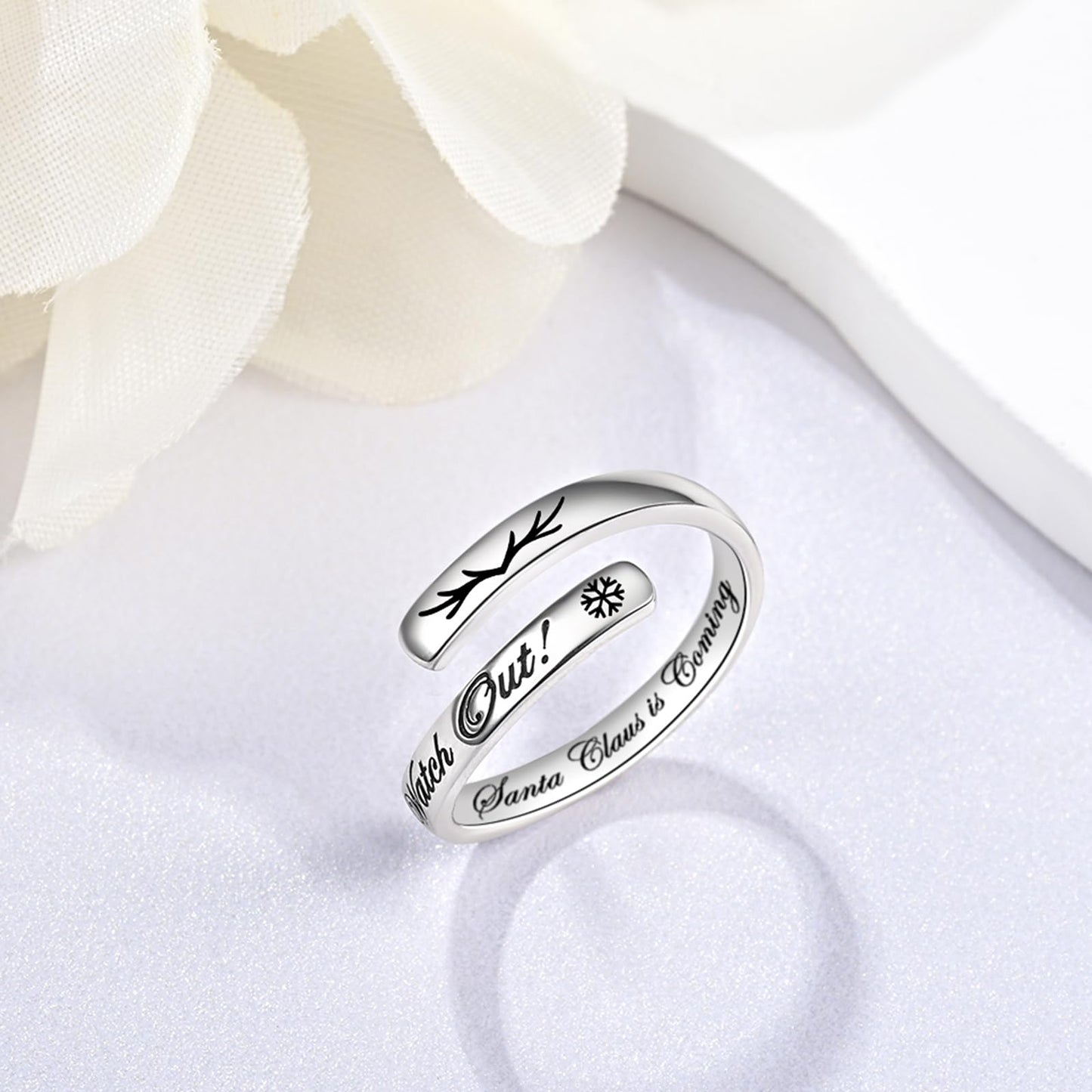 JXJL S925 Sterling Silver Inspirational Jewelry Rings Adjustable Ring Personality Encouragement Gift for Teens Women