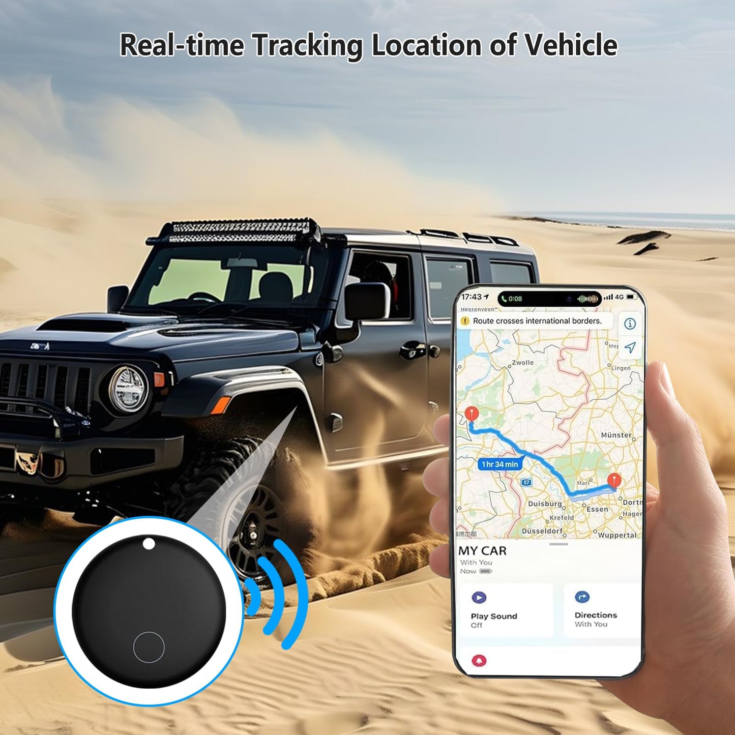 Frylaa GPS Car Tracker 2025,Mini GPS Tracker for Vehicles,Hidden Real-timeTracking with Magnetic Case for Motorcycle/Truck,Work with Find My(iOS Only),No Subscription/No Monthly Fee/No SIM Card-Black