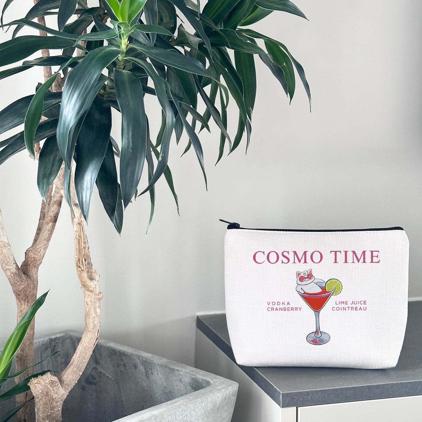 WCGXKO Cosmo Cocktail Gift Set - Cosmo Time Makeup Bag for Alcohol Drinking Lovers