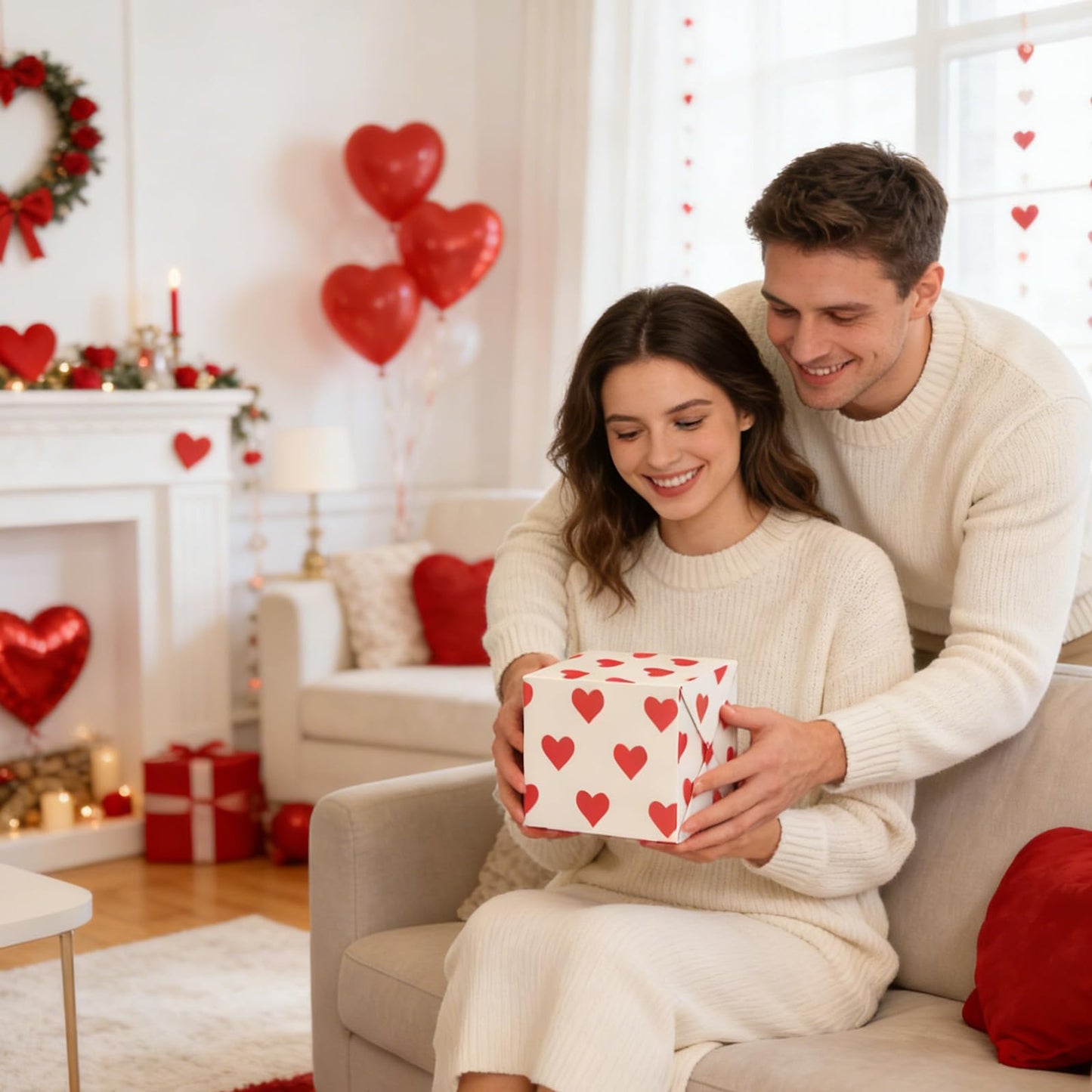 Gift Wrapping Paper, 3PC Gift Wrap Set with Hearts, Stripes, and Polka Dots, 17 x 200 inch Each, Elegant Red and White Designs for Wedding, Anniversary, Bridal or Baby Shower Mothers day Gifts