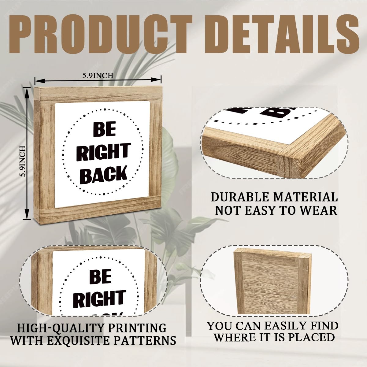 Office Desk Sign, Be Right Back Signs, Office Decor Wooden Plaque Sign, Home Offices Decor, Workspace Tabletop Decoration for Shelf Offices Desk Accessories