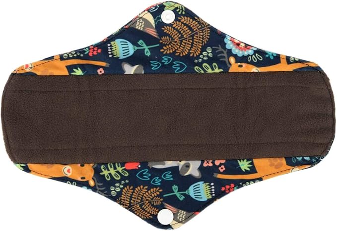5 Cloth Menstrual Pads 1 Wet Bag M Panty Liners Reusable Washable (Frog Owl Fox, M Panty Liners)