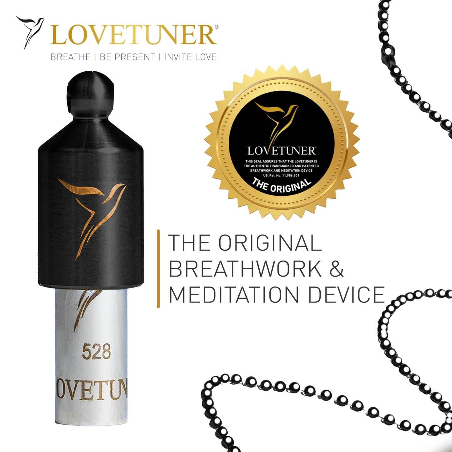 LOVETUNER Meditation Tuning Necklace 528 hz Frequency of Love | Mindfulness Device for Anxiety & Stress Relief