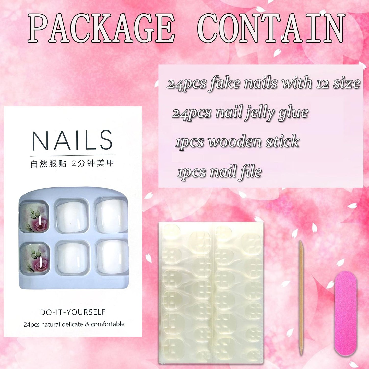 FIEONCIY Press on Toenails with Designs Acrylic Fake Nails for Toe Artificial False Nails with Charms Press on Toe Nails for Spring Summer Stick on Toenails for Women Girls(WSJ2542)
