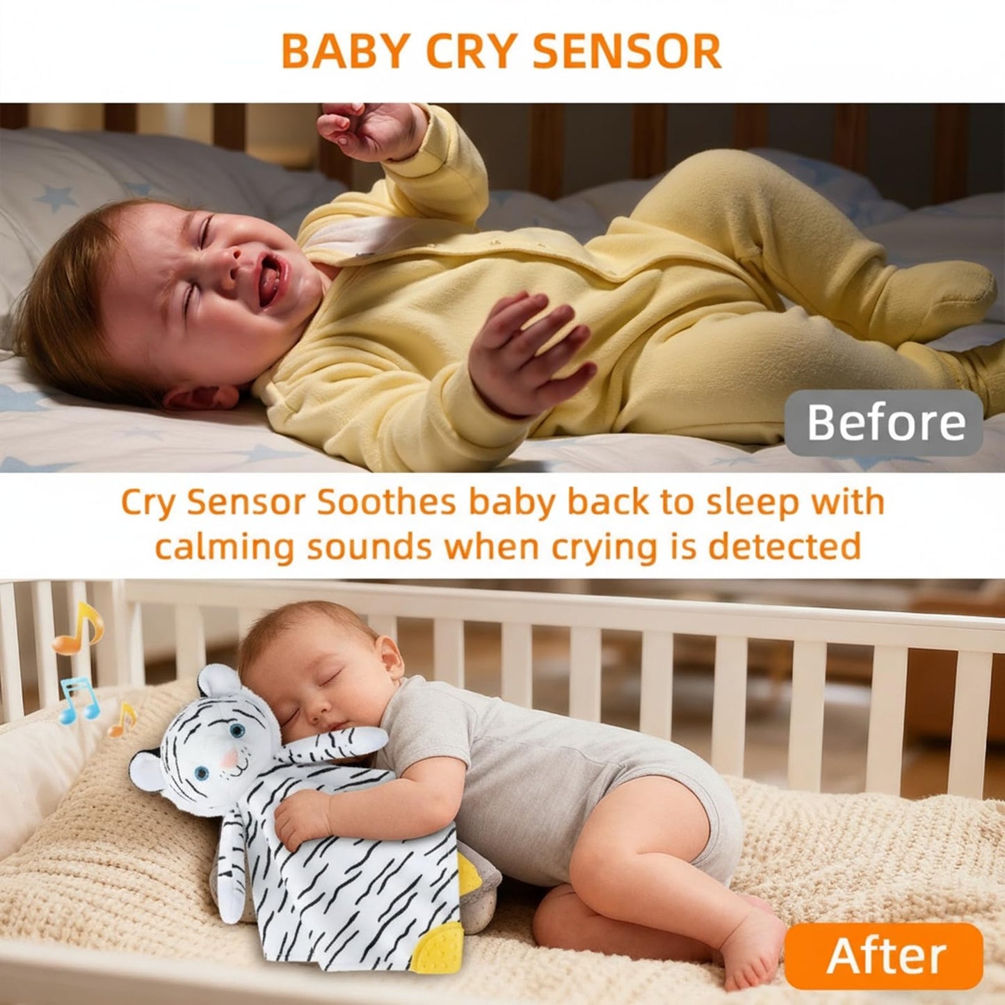 BEREST Rechargeable Baby Sleep Soother, 10 White Noises of Heartbeats & Lullabies Infant Sleeping Aid with Cry Sensor at Naptime Routine, Babies Gift Portable Plush Toddler Snuggle Toy Infant Blanket