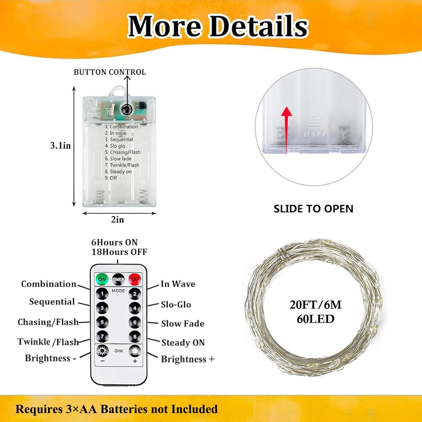 4Pack 80FT 240LED Fairy Lights Battery Operated with Remote & Timer | 8 Modes Twinkle String Lights Battery Powered Indoor Outdoor Waterproof for Bedroom Wedding Classroom Christmas Décor, Warm White