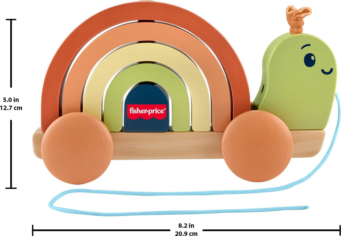 Fisher-Price Wood Toddler Toy Pull-Along Stacking Snail, Tiny Garden 6-Piece Wooden Activity for Motor Skill Development Kids Ages 18+ Months