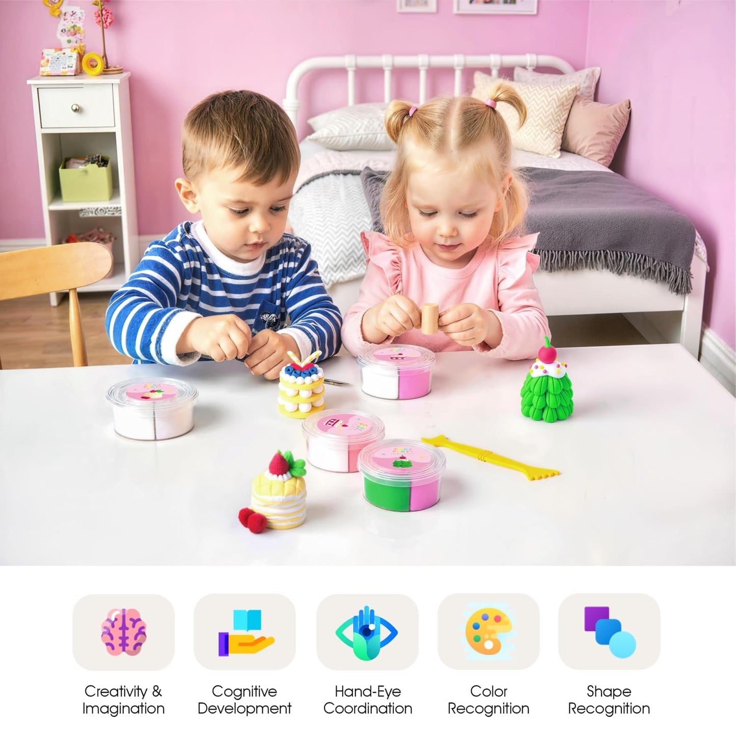 Air Dry Clay Kits for Kids - hittaty Cake Themed Model Magic Clay, 12 Boxes Molding Clay for Kids with Sculpting Tools and Tutorials, Safe, Soft & Non-Sticky DIY Arts and Crafts Gift for Boys & Girls