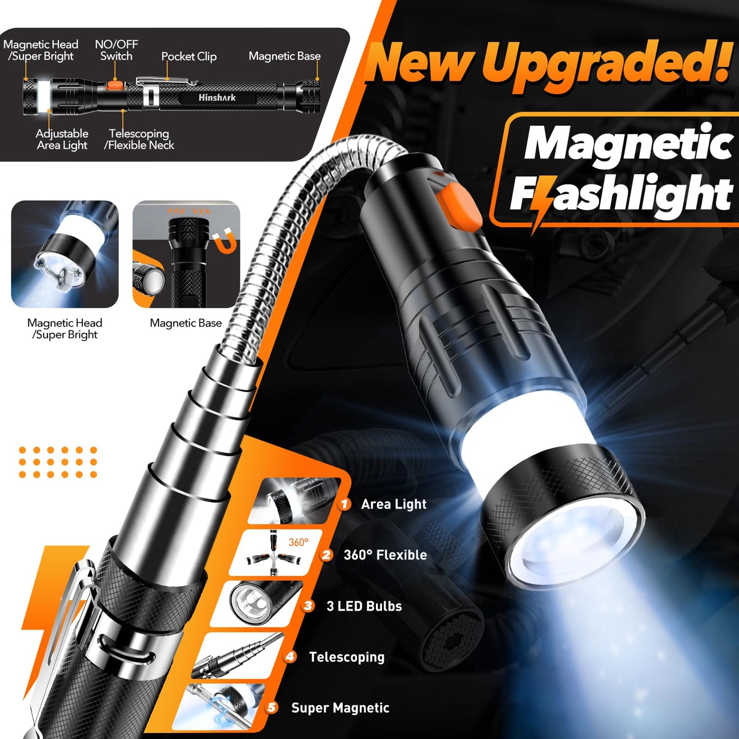 Gifts for Men, Extendable Telescoping Magnetic Pickup Tools Set, Anniversary Birthday Gift for Men Dad Husband Him, Unique Mens Gifts for Dad Who Have Everything, Cool Gadgets Tools for Men