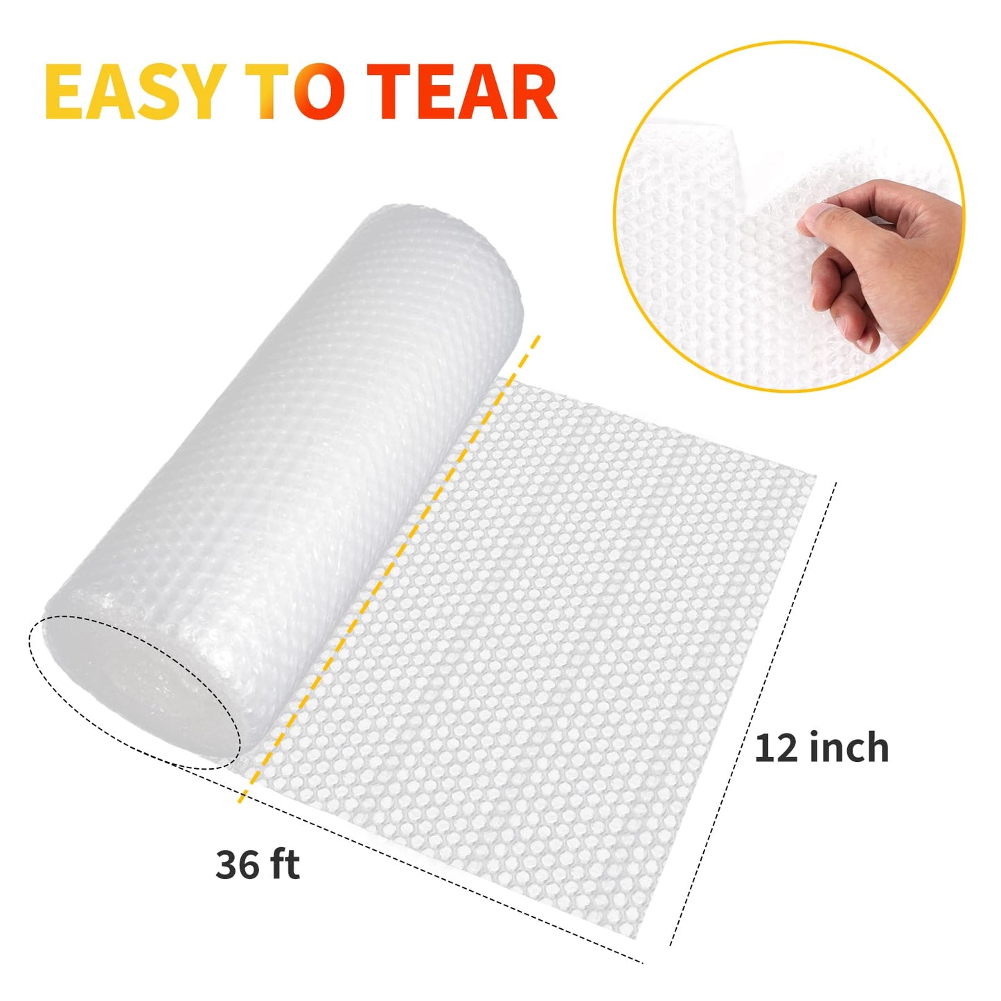 Bubble Cushioning Wrap 2 Pack 12 Inch x 72 ft Bubble Wrap for Packing，Moving Boxes and Shipping for Your Business，Perforated Every 12 in.Suitable for Filling Packaging Boxes.