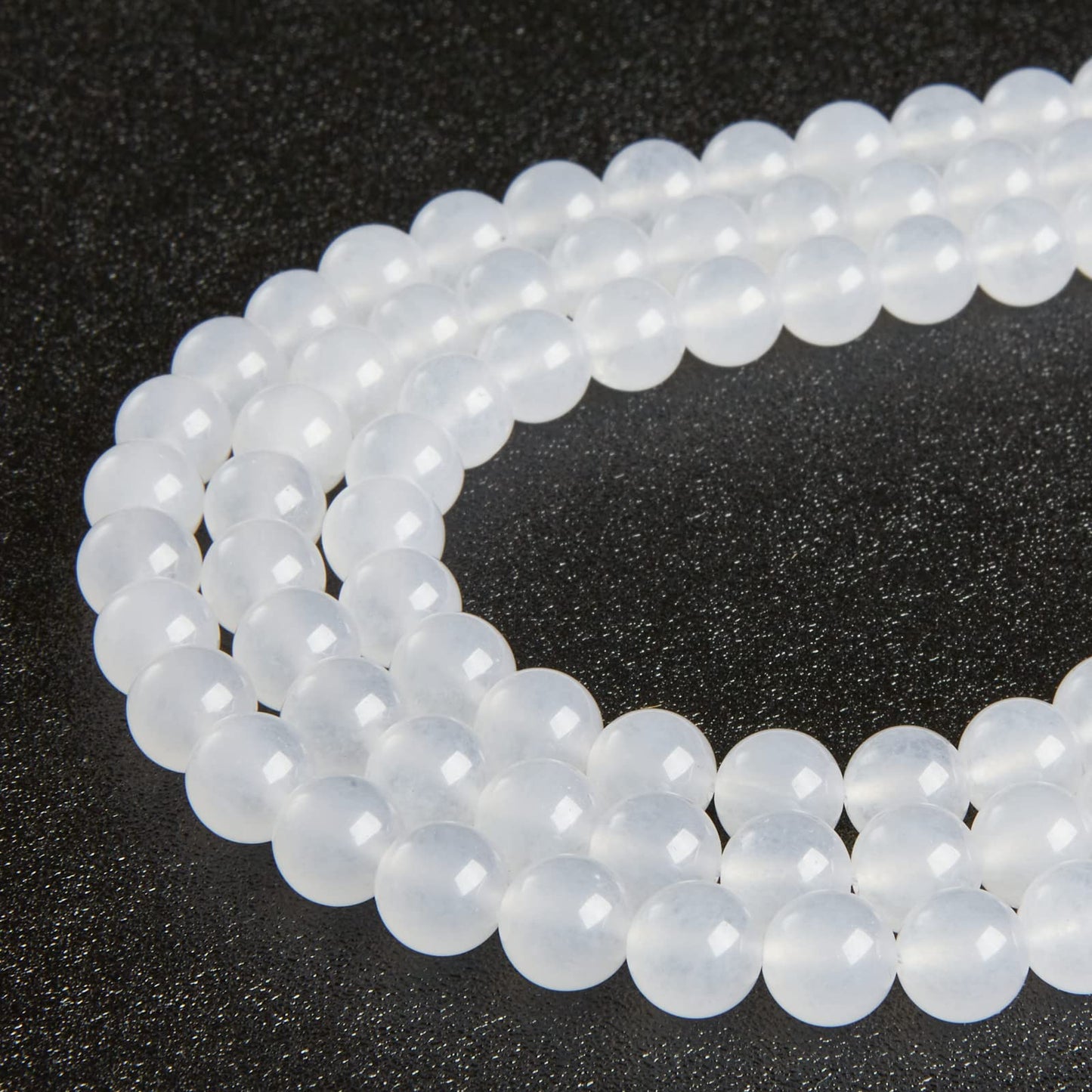 60pcs 6mm White Chalcedony Beads Natural Gemstone Beads Round Loose Beads for Jewelry Making