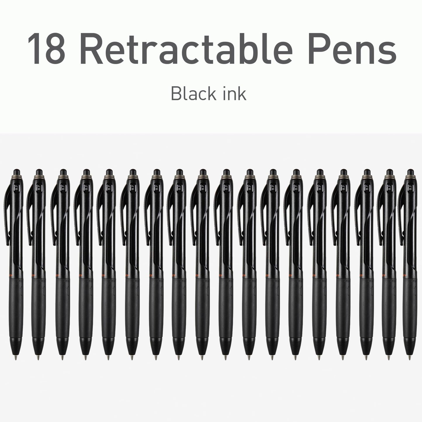 Pentonic BR-T Retractable Ballpoint Pens, 18 Count, Black Ink, 0.7 mm Fine Point, Smooth Writing For Journaling, Office & School (PEN12124)