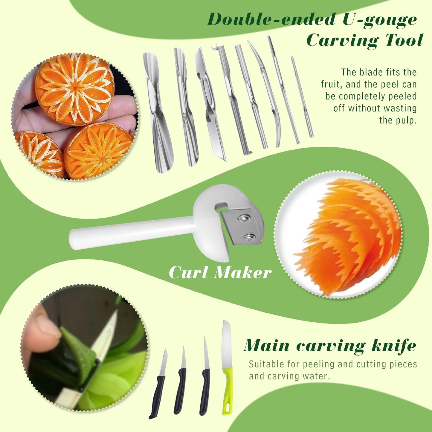 80-Piece Stainless Steel Fruit Carving Tools Set - Professional Watermelon Carving Knife Kit with Ergonomic Handles & Portable Case, Durable Fruit Cutting Tools for Culinary Arts, Sculpting, Peeling