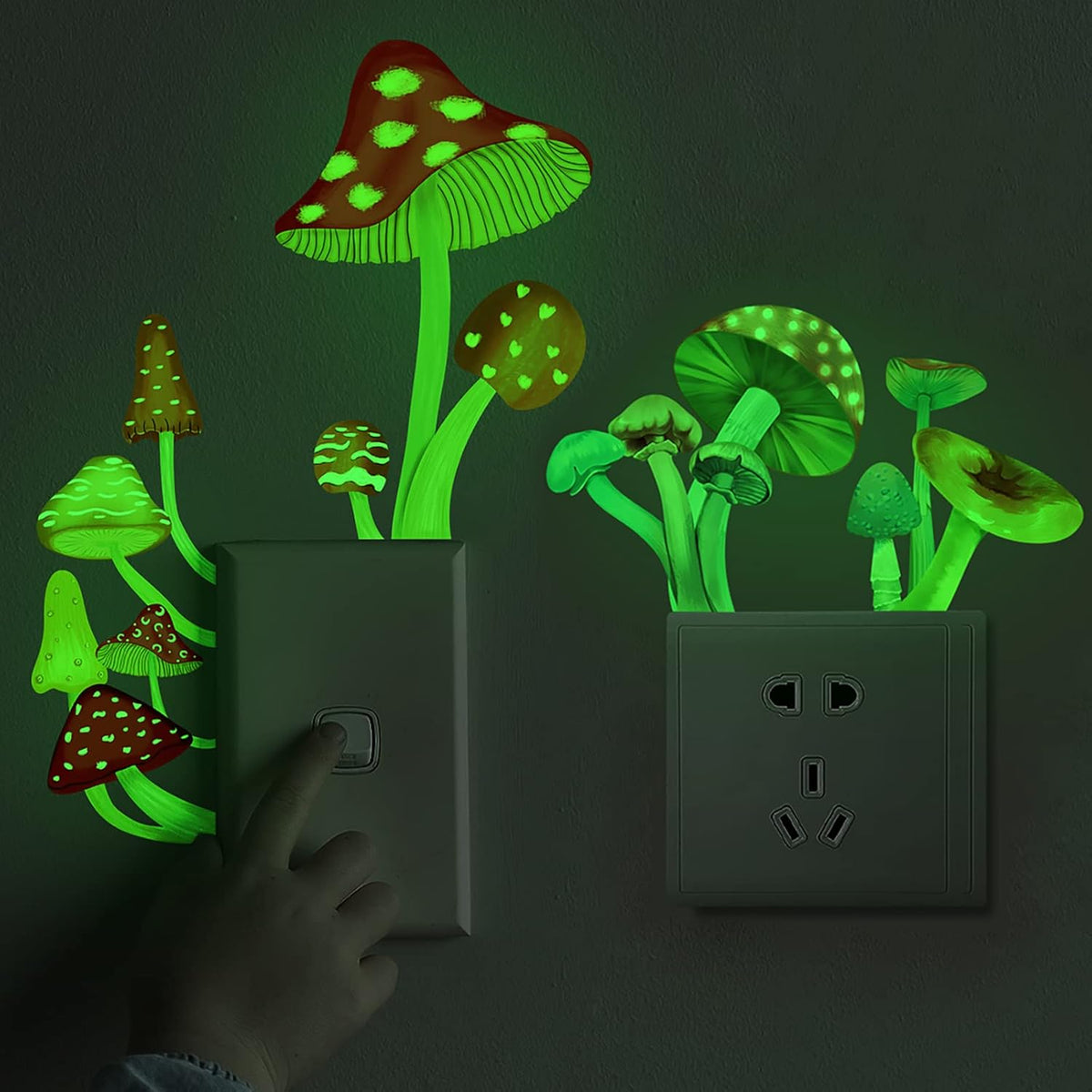 Luminous Window Wall Decals Switch Sticker Decoration Stickers for Home Office School Mushroom