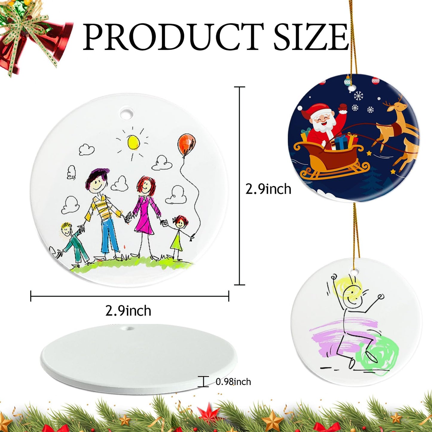 Sublimation Ceramic Ornaments ‌Personalized White Round Porcelain Ornaments for Xmas Tree - Bulk Ceramic Discs, Sublimation Ornament Blanks Ideal for Heat Press Printing (25, Round)