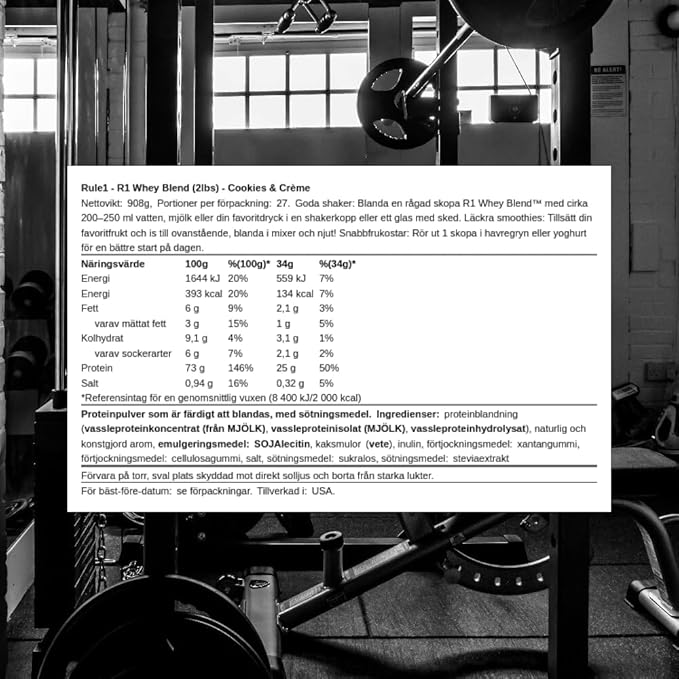 Rule 1 Proteins R1 Whey Blend, 28 Servings, Cookies & Crème