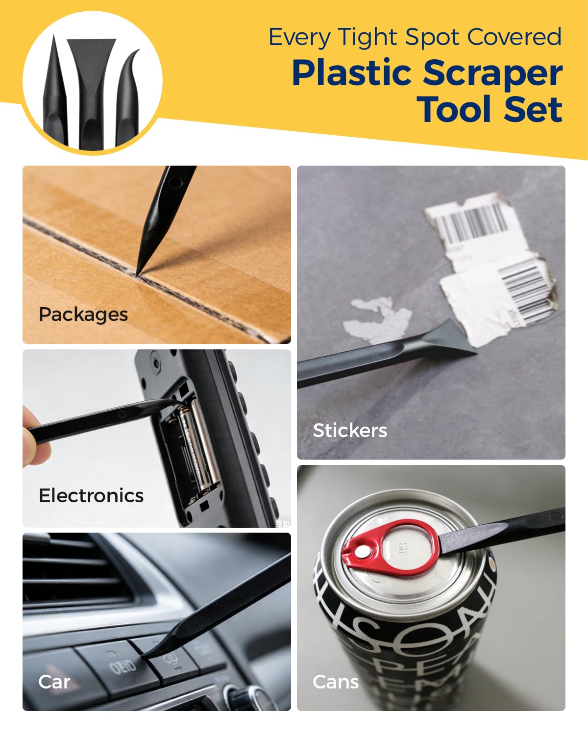 Plastic Putty Knives Set, Plastic Putty Filler Knife & Scrapers Tool Non Scratch, Spackle Knife Scraper Tool for Wall Repair, Wallpaper Paint Removal (18)