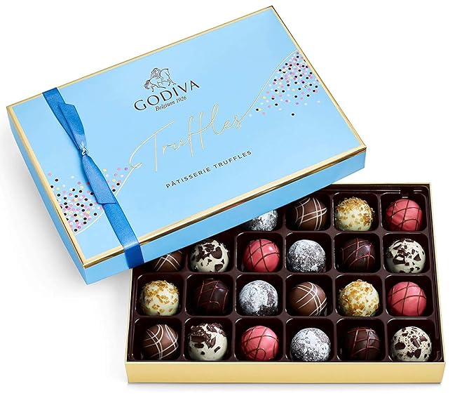 Godiva Assorted Chocolate Truffle Gift Box, Patisserie Dessert Gourmet Candy with Creamy Ganache, Gift Basket for Birthday, Thank You, Anniversary, Congratulations, 24-Piece