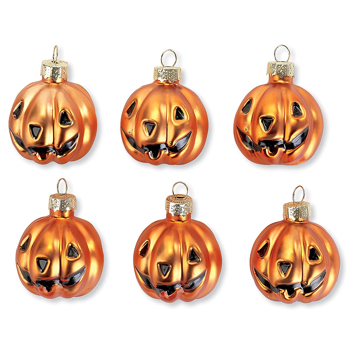 Lillian Vernon Glass Jack-o'-Lantern Halloween Ornaments - Set of 6, Holiday Home Décor
