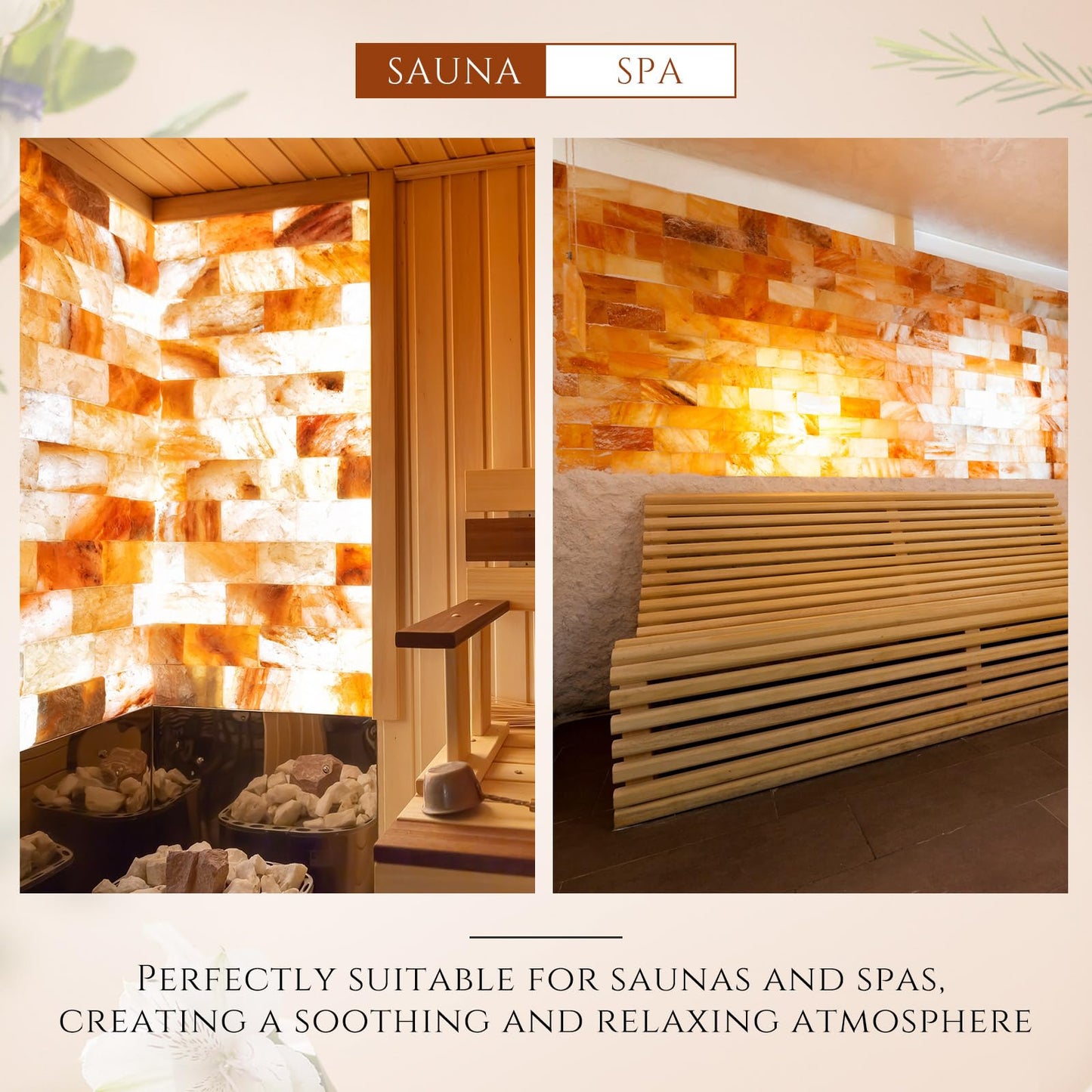 Swiffen 18 Pcs Himalayan Salt Tiles for Sauna Spa, 8 x 4 x 1 Inches, Natural Pink Salt Bricks Bulk Stone Blocks for Building Sauna Room, Spa Walls, Massage, Dry Aging, Wellness Centers, Home DIY Decor