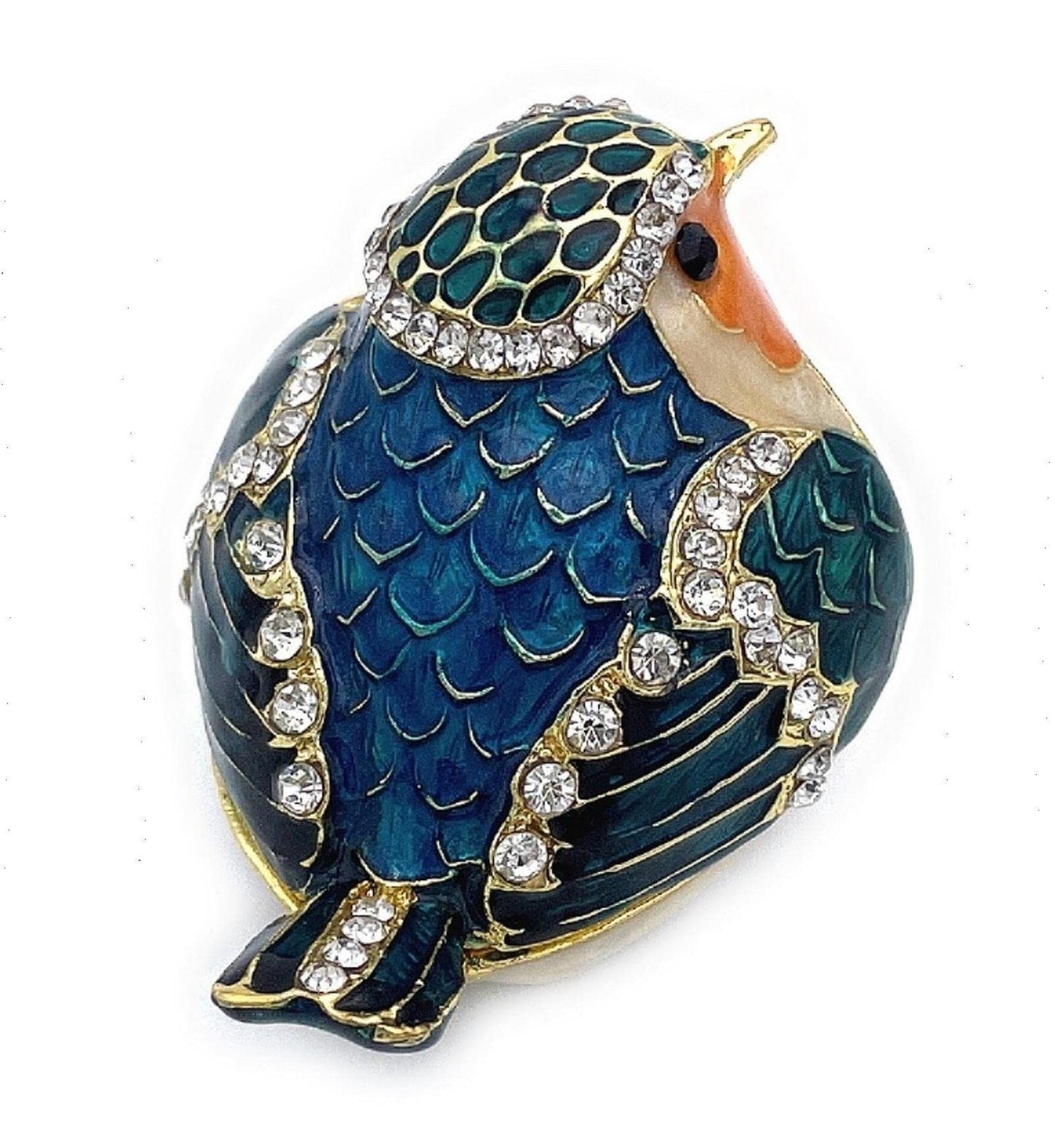 JWT Astyle Robin Bird Hinged Jewelry Box with Stones, Collectible Animal Trinket Box.Rings Earrings Storage Boxes,Bird Figurine Home Decor Gift