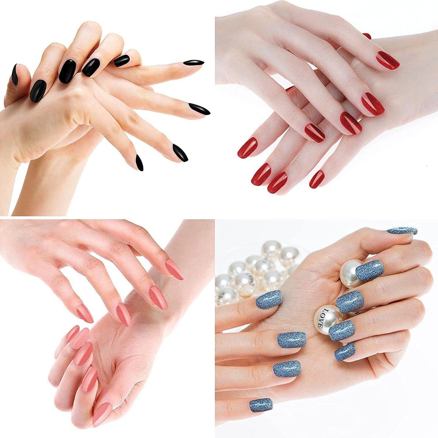 Nail Polish Strips - Solid Color, DANNEASY 24 Sheets Adhesive Nail Polish Stickers Full Nail Wraps for Women Girls Manicure Sticker Fingernails 1Pc Nail File, Cuticle Stick