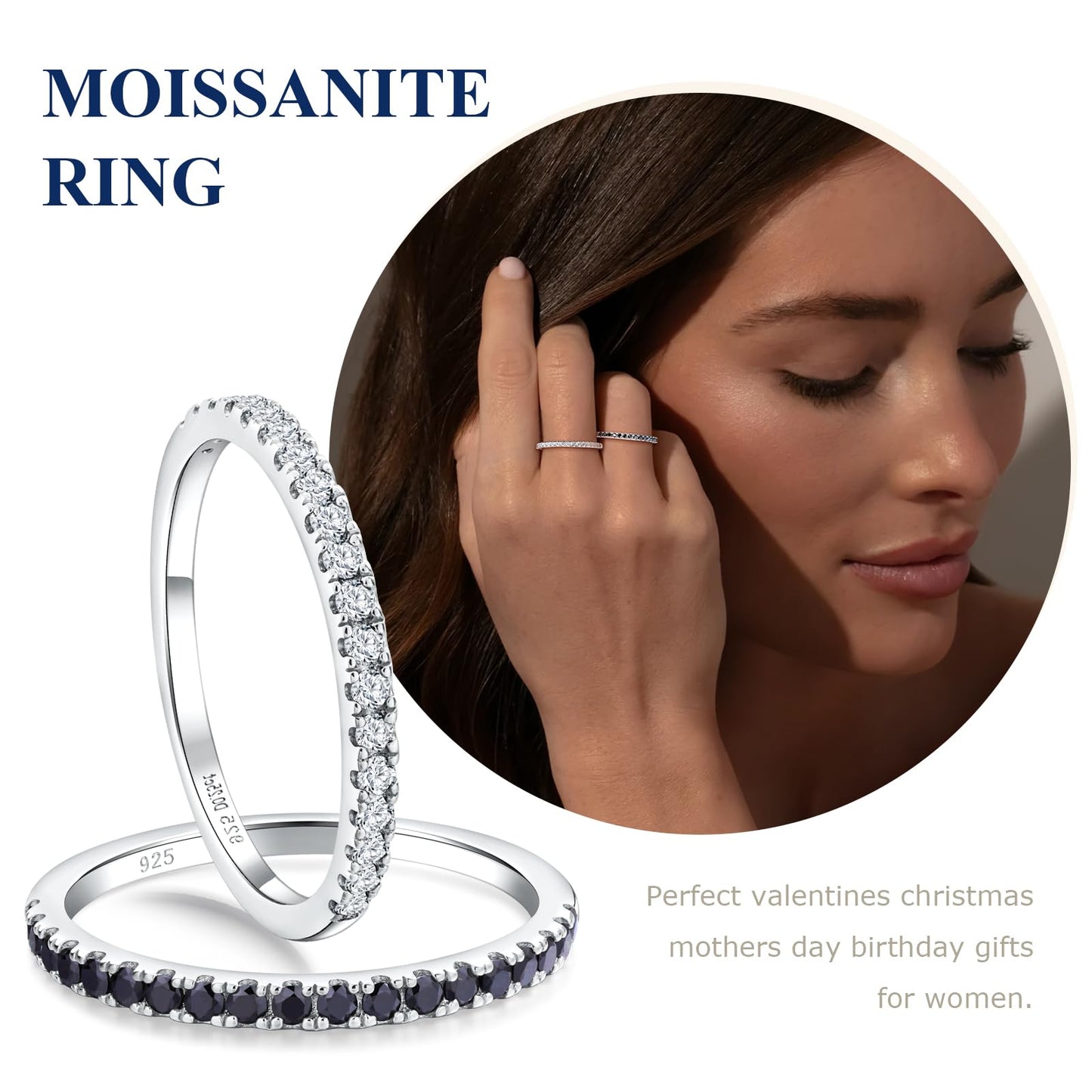 AGRULE Bezel Set Moissanite Wedding Band 0.25 Cttw Stackable Faux Diamond Ring for Men Women, Size 9