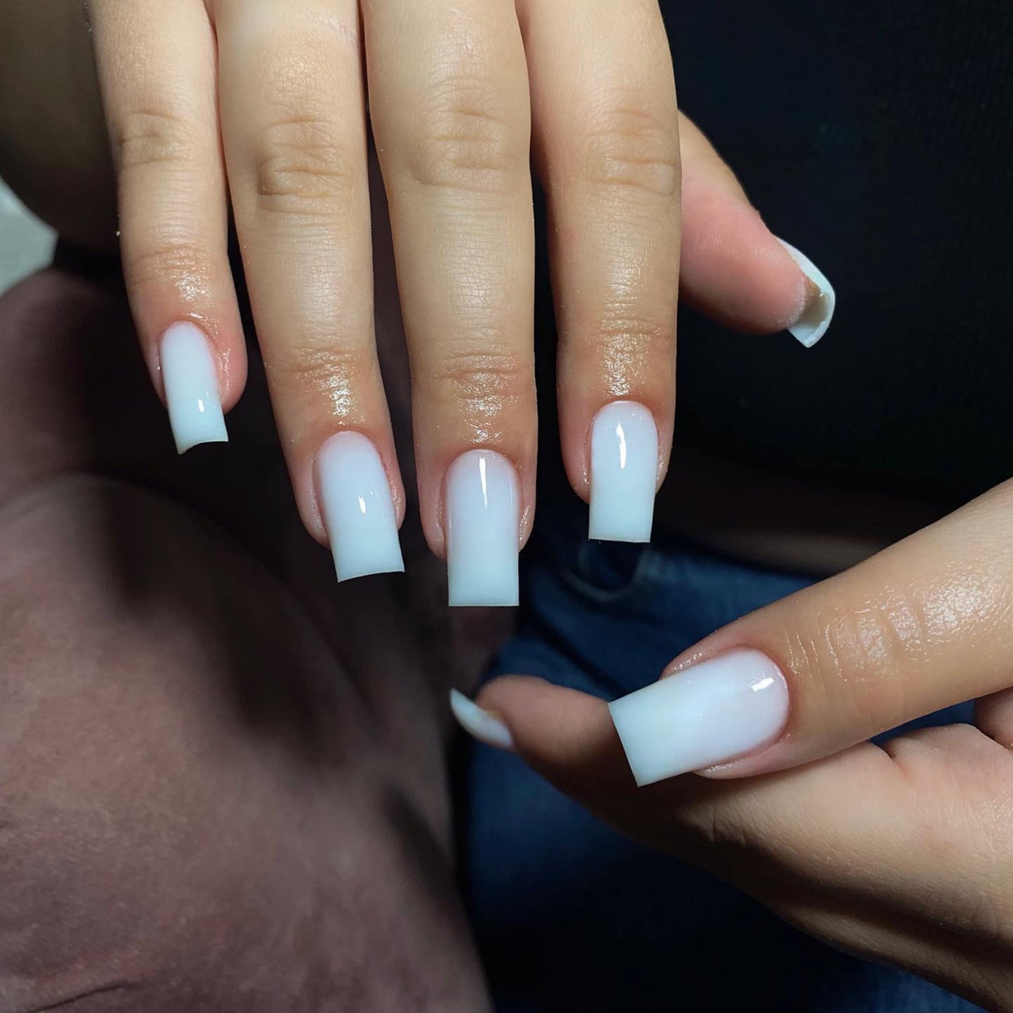 White Press On Nails Medium Long Square, Xcreando Medium Coffin Nails Acrylic Nails Press ons Glue on Nails Medium Length, Solid Color Fake Nails for Women, Natural Thick Artificial Nails Stick on