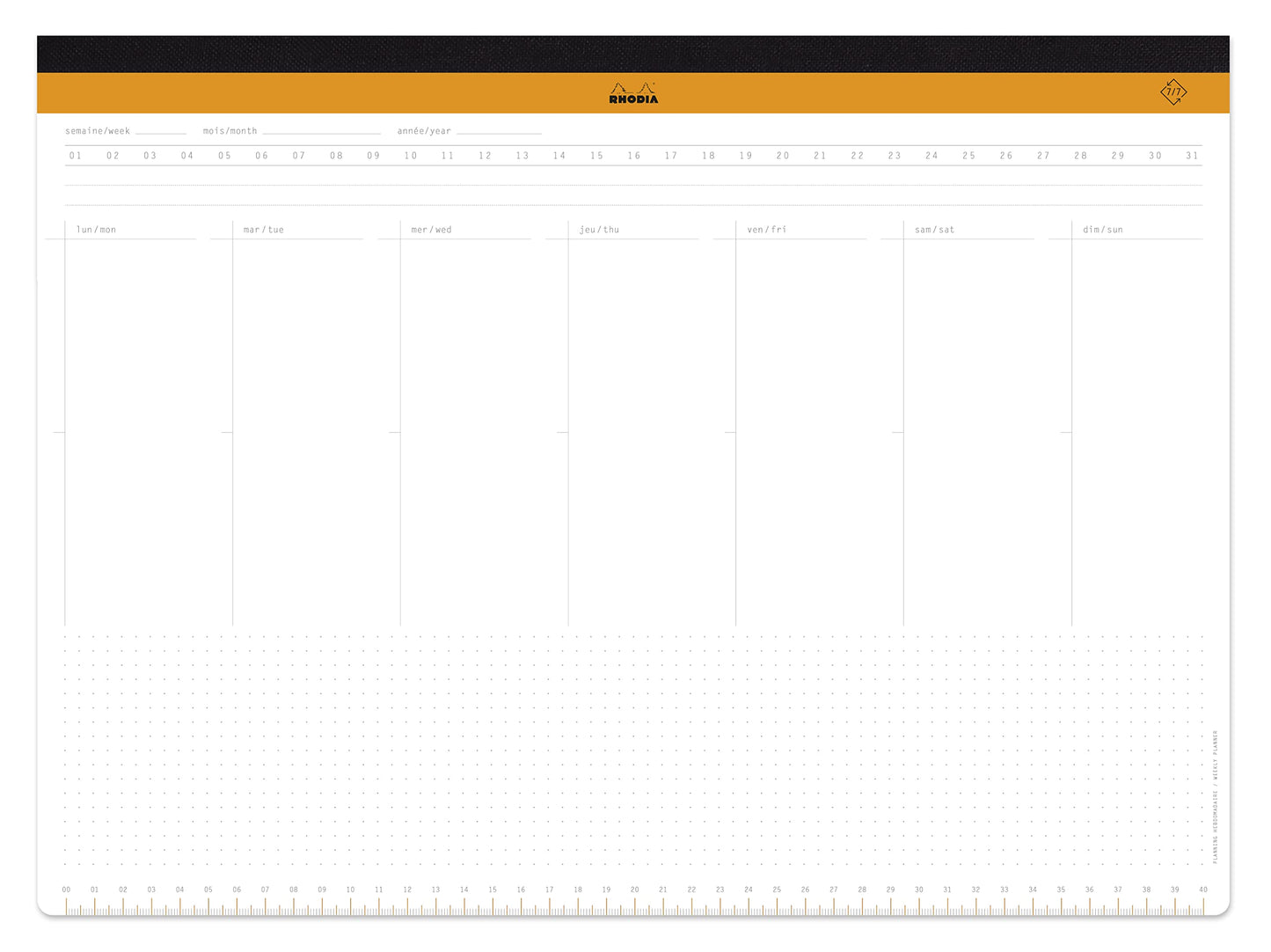 Rhodia -Ref 194041 - Undated Weekly Desk Pad - Premium 80 GSM White Paper -16 1/2 x 12 1/8" - 60 Sheets