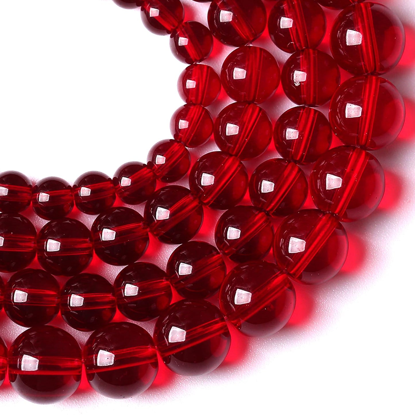 10mm Garnet Red Glass Crystal Beads Smooth Round Stone Beads with Energy Power for DIY Jewlery Bracelets Making 76pcs 2 Strands 32"