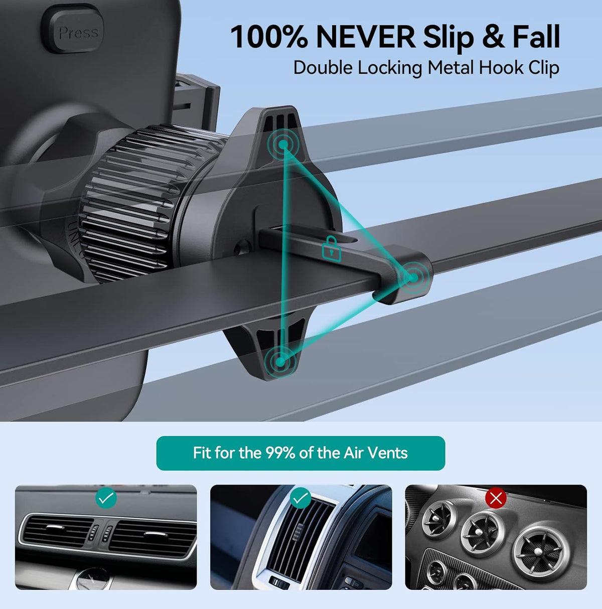 Car Phone Holder Mount, [Military-Grade Suction & Super Sturdy Base] 3 in 1 Universal Phone Mount for Car Dashboard Windshield Air Vent Car Mount for iPhone Android Smartphone GPS Navigator