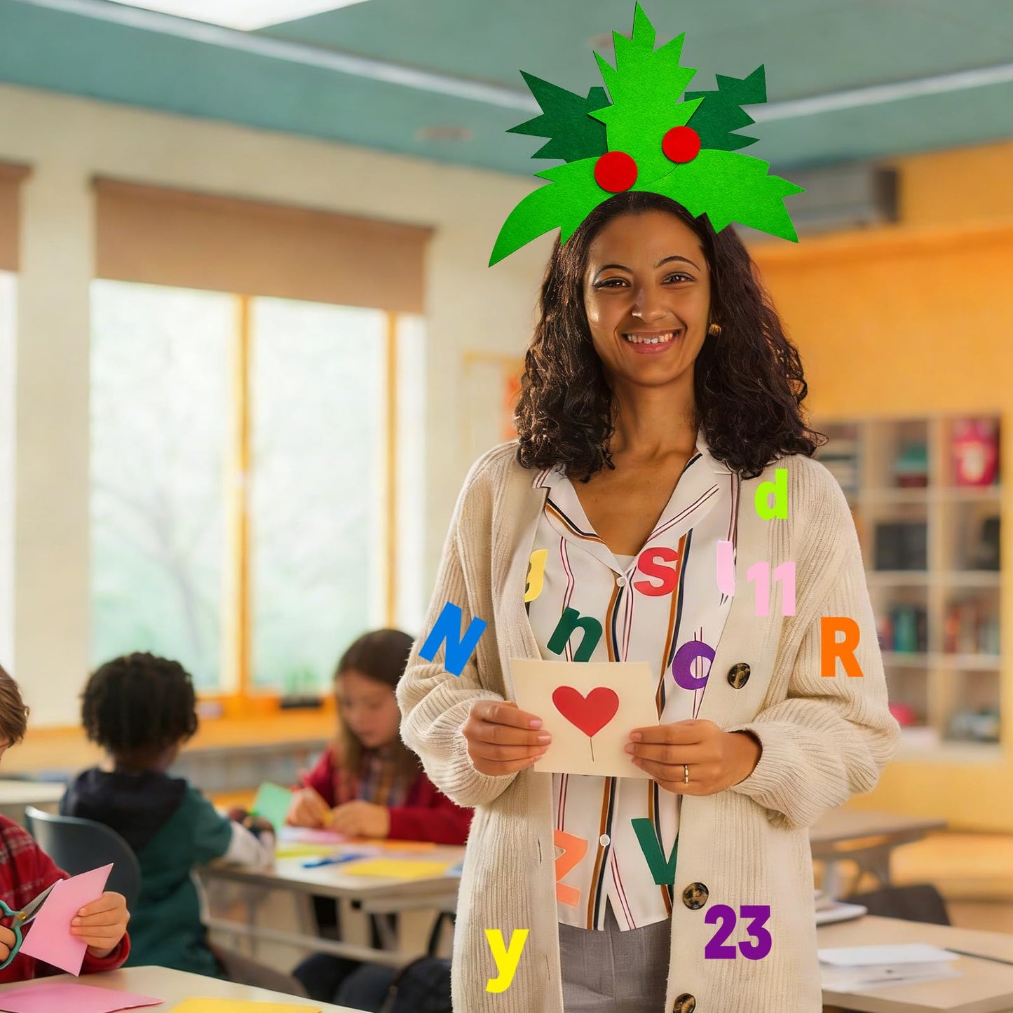 Dnicukii Palm Tree Costume Set Includes Palm Tree Headband and 52 Adhesive Felt Letters and Adhesive 30 numbers, Book Character Set Costume for World Book Day Halloween Cosplay 100th day of school
