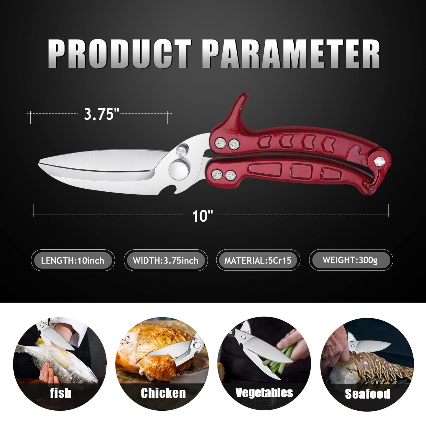 DRAGON RIOT Heavy Duty Poultry Shears - A Must Have Kitchen Shears for Chicken and Meat Cutting - Dishwasher Safe and Stainless Food Kitchen Scissors for Thanksgiving