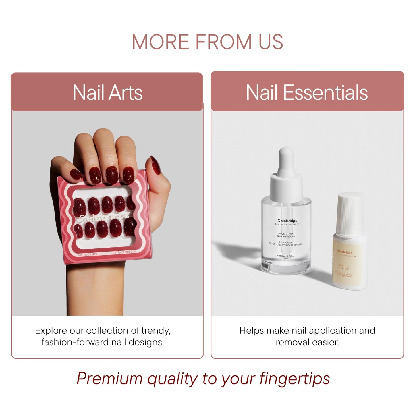 Celebritips Press On Nails - Salon U-ltimate™ | Sheer Milk, Short Coffin Nails, Reusable | 16 sizes - 32 Nails Kit with Glue and Sticky Tabs