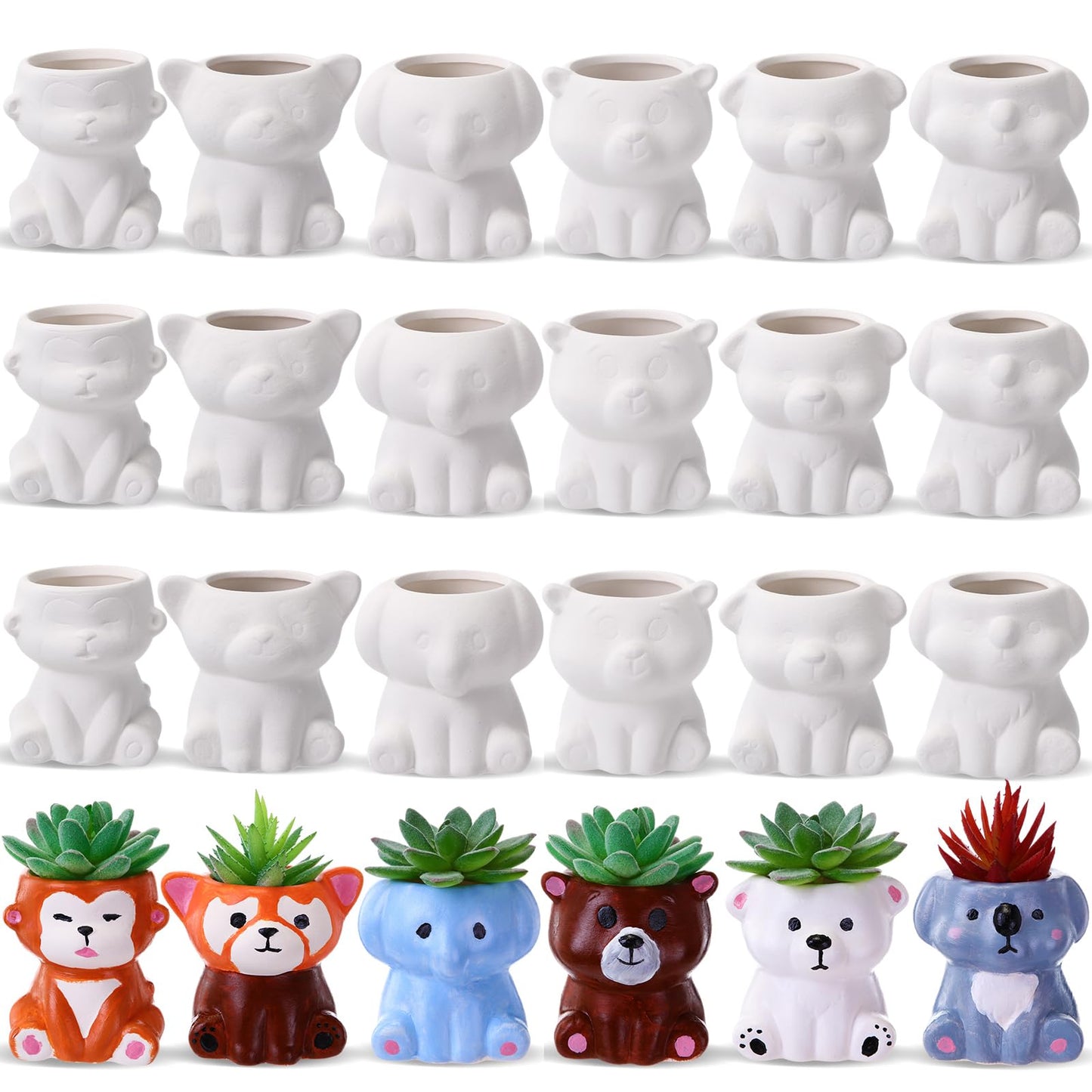 Leitee 18 Pcs Paint Your Own Ceramic Pot Bulk 2.76 in Spring Succulent Pots Ready to Paint Small Pot Mini Succulent Planters Pottery Painting for Spring Easter Mother Craft(Lovely Flowers)