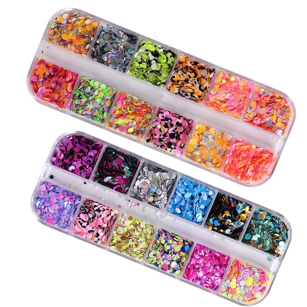 3 Boxes Circle Stickers Gem Stickers Round Nail Glitter Nail Decorations Glitter Paillette Nail for Nail Art Jewelry Kit Thin Nail Sequins Round Variety Decorate