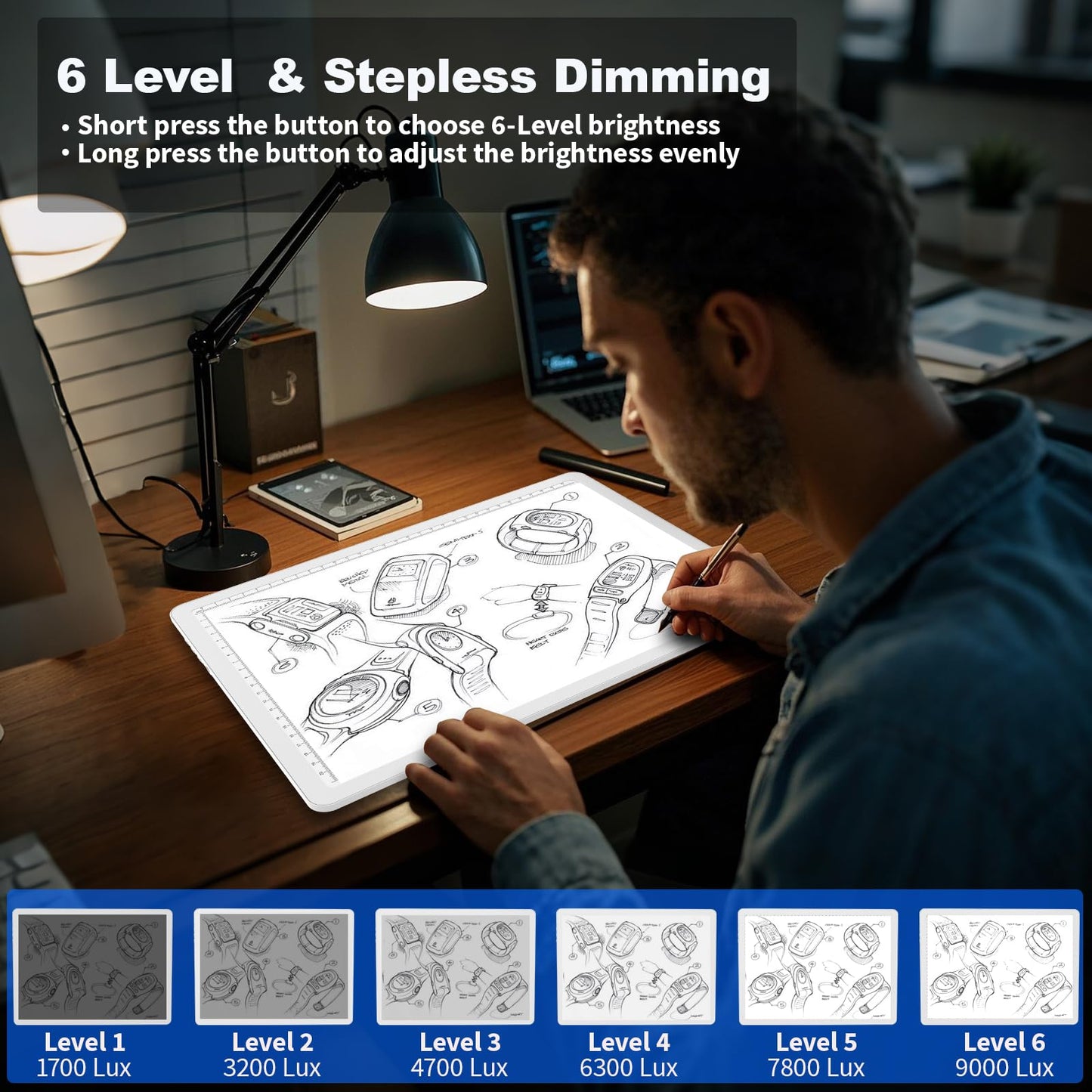 Elice Rechargeable A4 Light Pad with Carry Bag, Magnetic LED Light Board with Physical Button, Super Bright Diamond Art Light Pad, Ultra-Thin Light Box for Tracing, Weeding, Diamond Painting -White