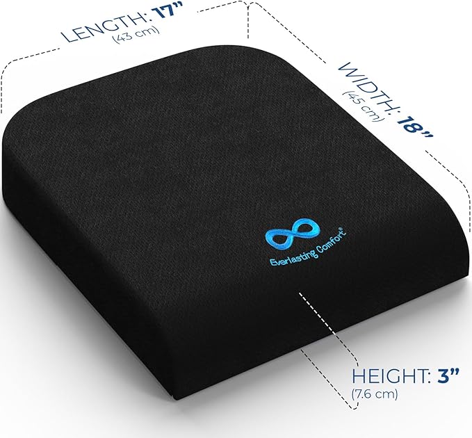 Everlasting Comfort Memory Foam Wheelchair Cushion - Gel Seat Cushion for Seniors and Adults - Pressure Relief and Tailbone Pain Support - Ventilated and Soft Cushion for Ultimate Comfort