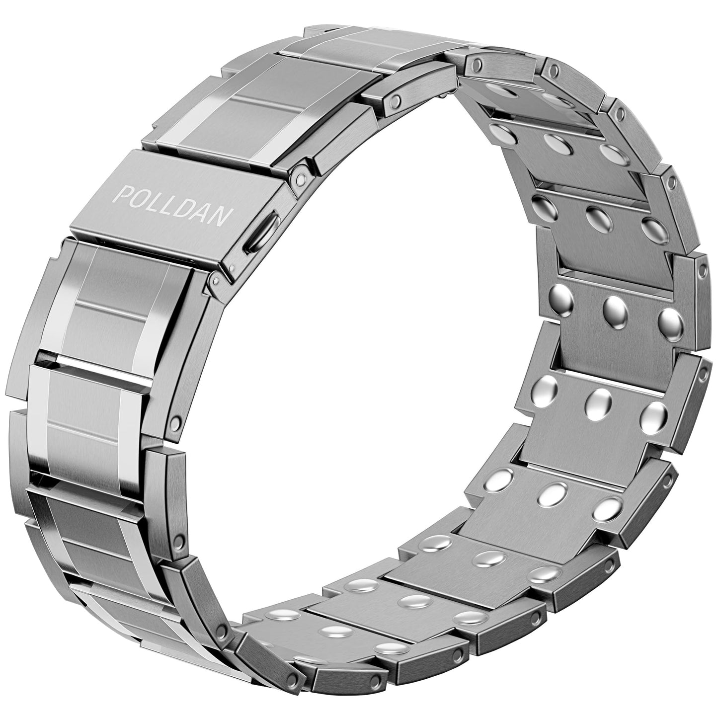 POLLDAN® 3X Power Magnetic Bracelets For Men | 6200 Gauss Strength Mens Titanium Bracelet with Fold-Over Clasp, Adjustable Length, Gift Box, Sizing Tool | Innovative Magnets Alloy - Patent (Silver)