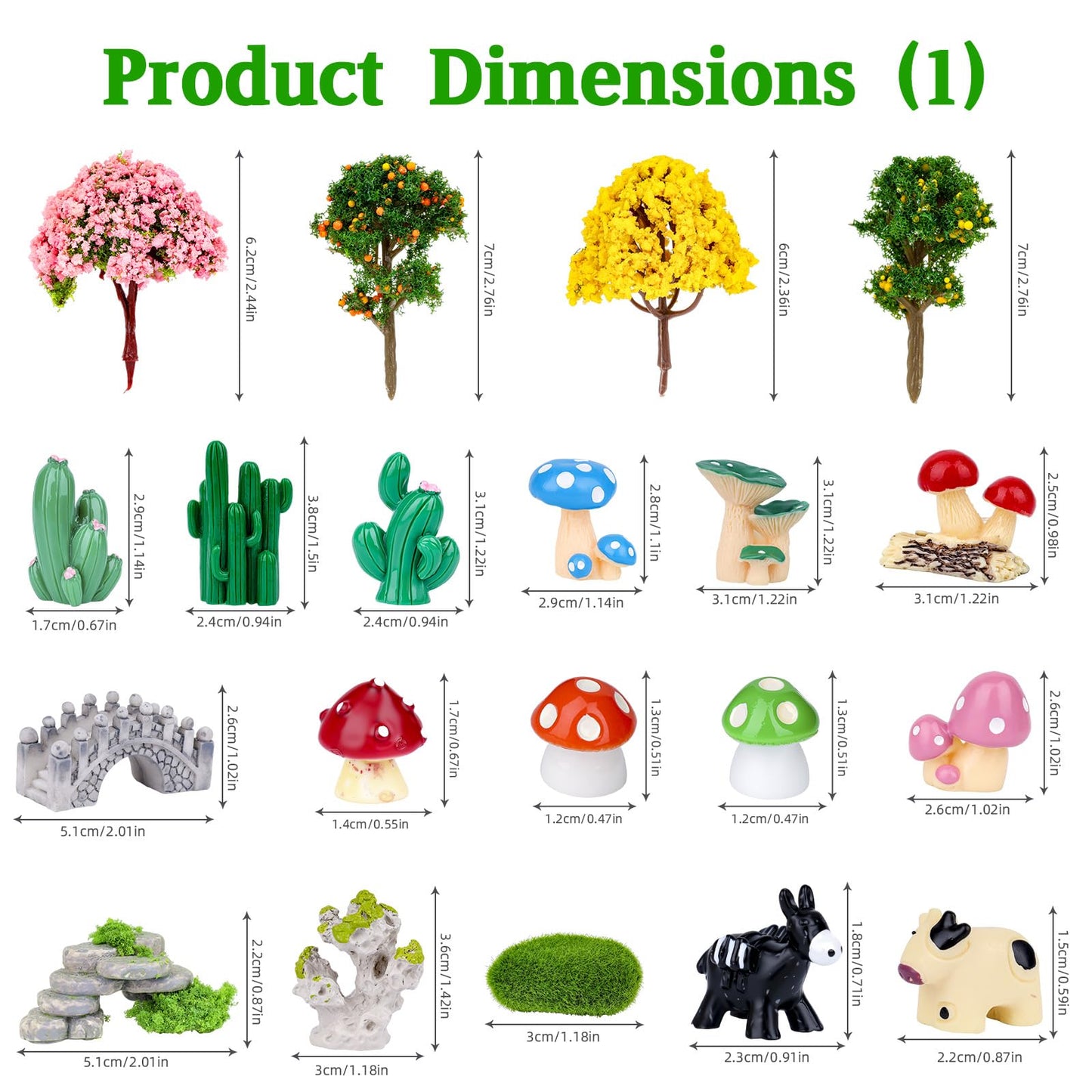 NSBUDIN 73 Pcs Fairy Garden Accessories Kit - Miniature Garden Accessories with Resin Figurines, Mini Trees & Moss for Potted Accent, Patio Decor & Succulent Projects, DIY Craft