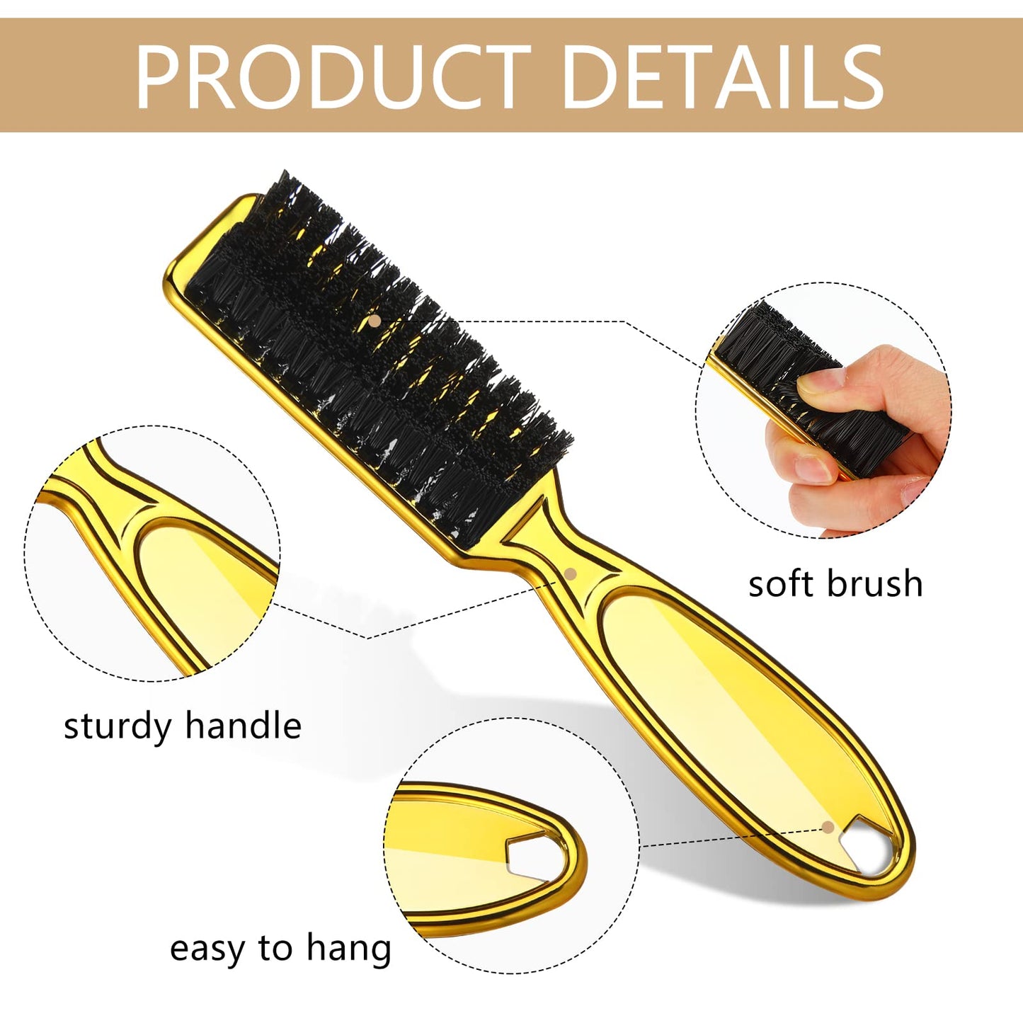 Patelai 12 Pcs Barber Clipper Brush Blade Trimmer Cleaning Brush for Fades Nail Neck Duster Manicure Salon(12,Gold)