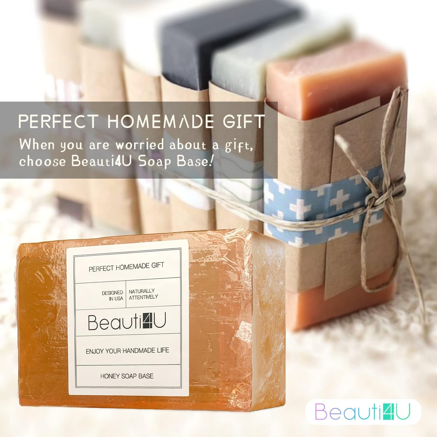 BEAUTI4U 2LB Honey Soap Base - Saop Making Supplies - Melt And Pour Sope Bace - Melt And Pour Sope - Sope Making Supplies - Organic Saop Base For Soap Makeing