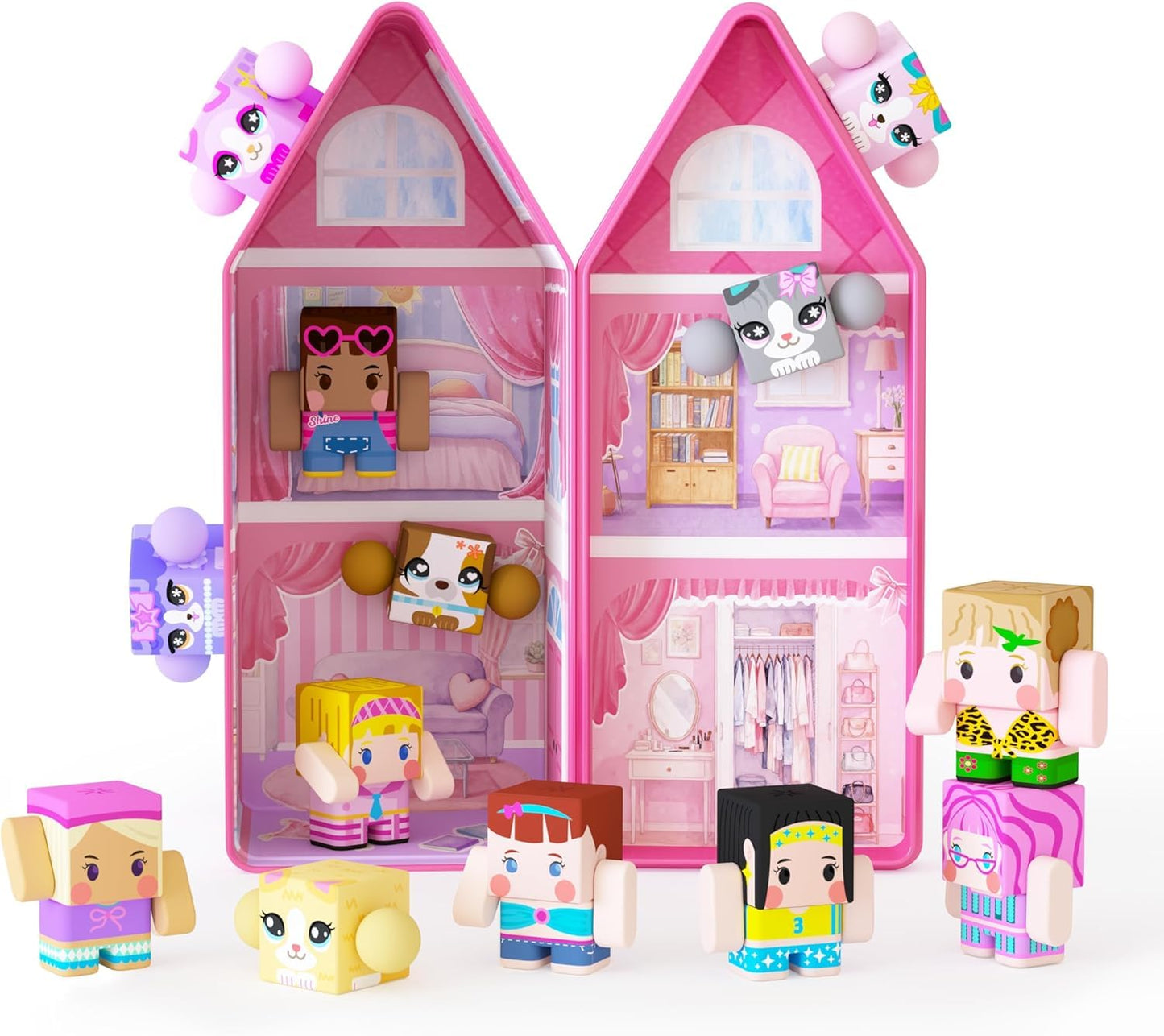 GobiDex Magnetic Figures Set- Portable Tin with Spinning Animals & Characters, STEM Travel Toys for Girls Ages 3+, Princess Pretend Play Gift