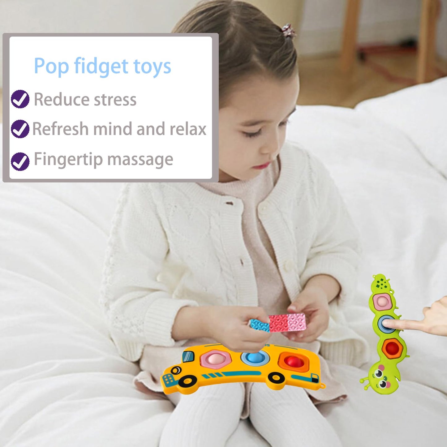 7Pc Easter Gifts for Kids Fidget Popper Toys for Kids Sensory Strips Sensory Push and Popping Bubbles Montessori Busy Toy,Textured Suction Sensory Toys for with Autism, Pop for Classroom Gifts
