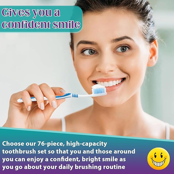 Disposable Toothbrush with Toothpaste 76 PCS, Travel Toothbrush and Toothpaste Bulk Set, Soft Bristle Individually Wrapped Toothbrushes Bulk for Kids, Adult. Suitable for Hotel, Travel, Home, Donated