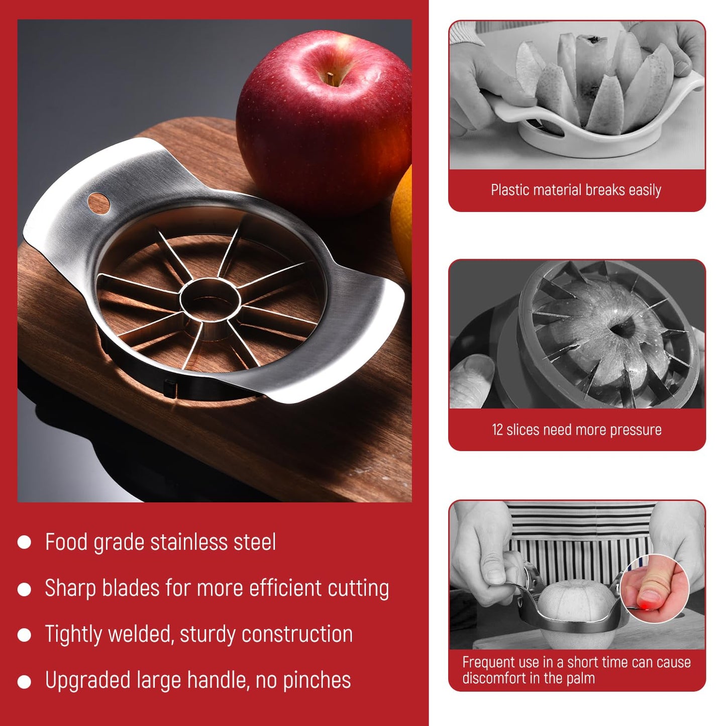 Apple Slicer, ARRITZ Stainless Steel Apple Cutter 8 Slices, Sharp Blade