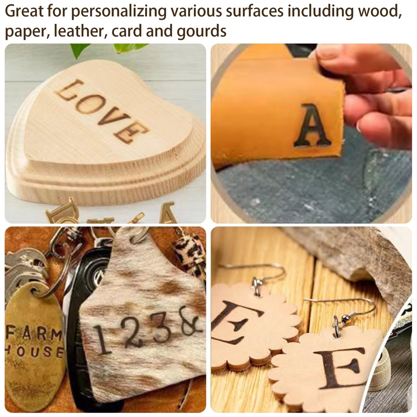 Arokimi Wood Burning Tips,Uppercase Alphabet HotStamps Set for Branding and Personalization of Wood, Leather, and Other Surfaces, Letter (Letters)