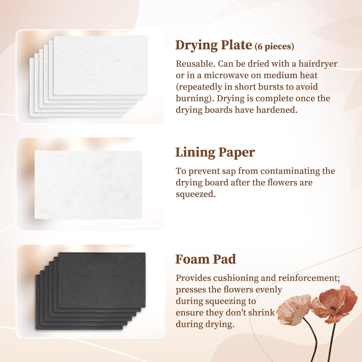 JFNoraiva Flower Press Kit,11 * 7.9 in Large Leaf Plant & Flower Press, Portable Bamboo Wooden Flower Preservation Kit, Includes Drying Plate & Lining Paper
