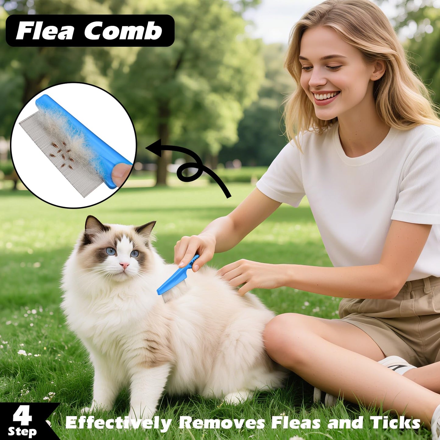 Augwind 7 in 1 Pet Grooming Kit - Dog&Cat Comb, Deshedding Brush, Nail Clipper with File, Bath Brush - Premium Pet Supplies (Blue)