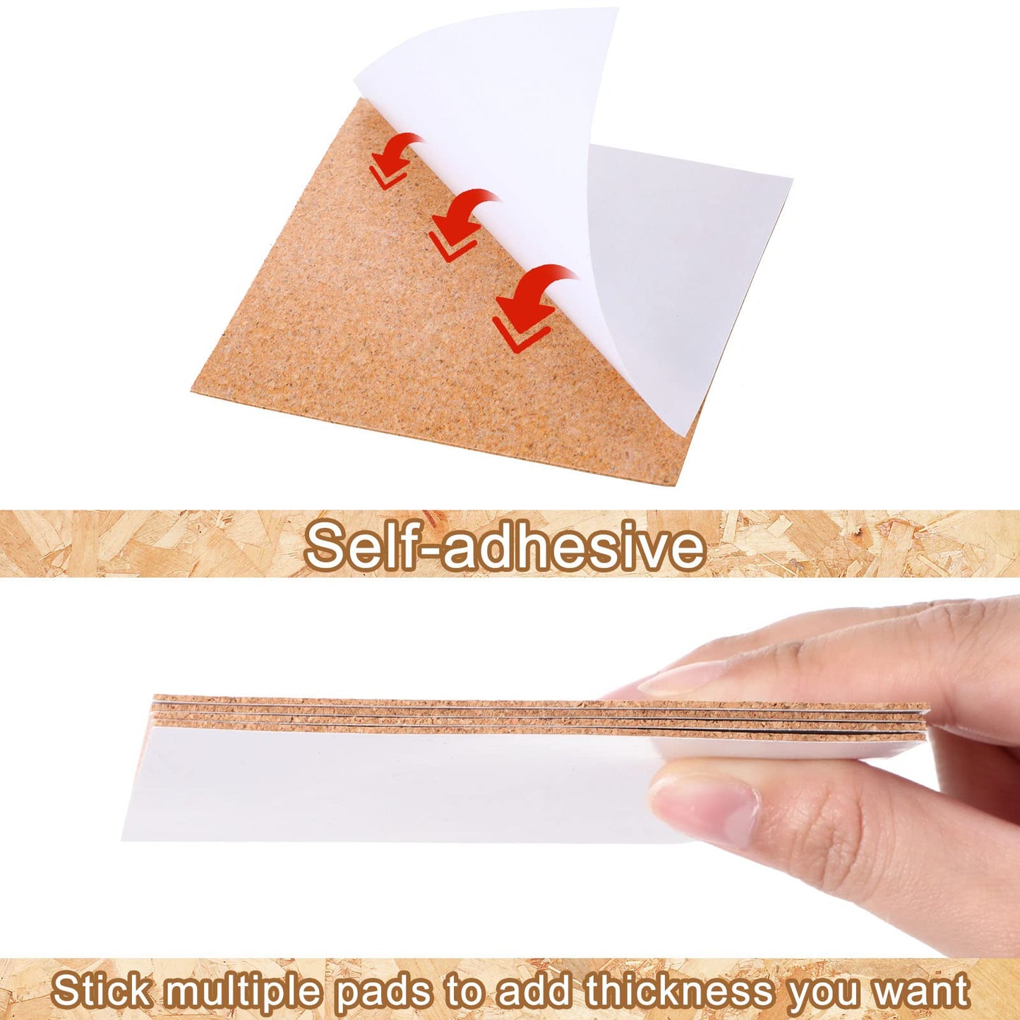 Qunclay 200 Pcs Cork Coaster Backing Self Adhesive Cork Squares Bulk 4 x 4 Inches Board Sticky Tiles Sheets Mat for DIY Crafts Supplies